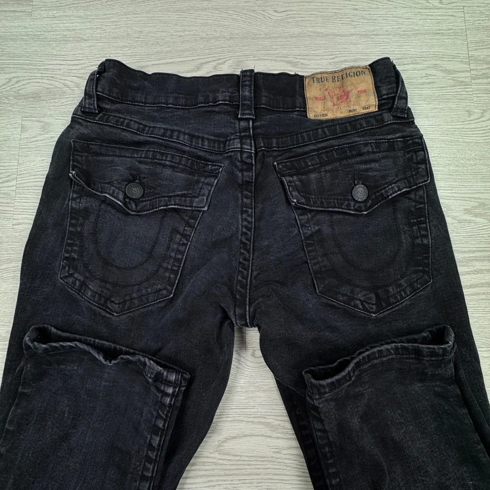 True Religion Mens Jeans Ricky Relaxed Straight Black 33 Flap Pocket Denim